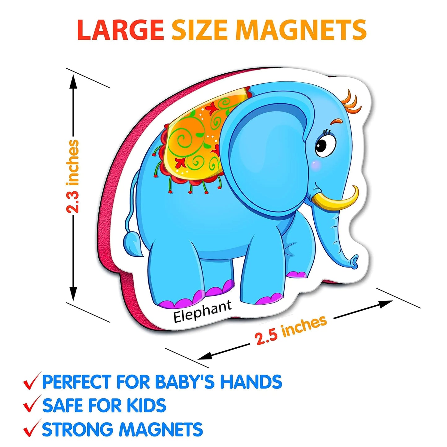 Close up of individual zoo animal magnets foam set