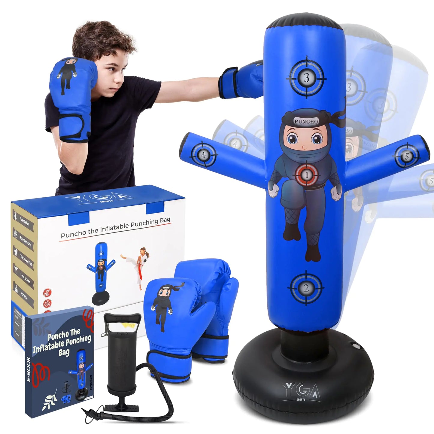 Punching Bag Set with Gloves and Pump